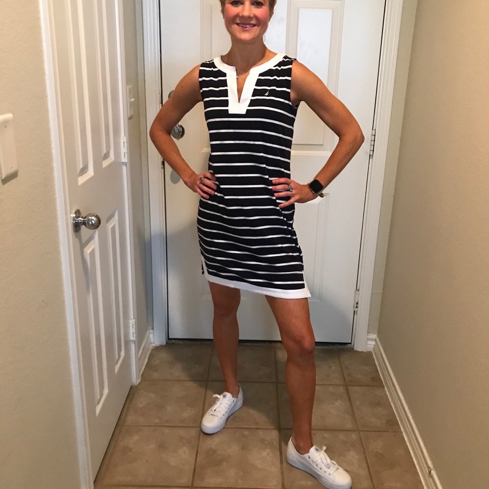 Nautica navy striped mini dress xs